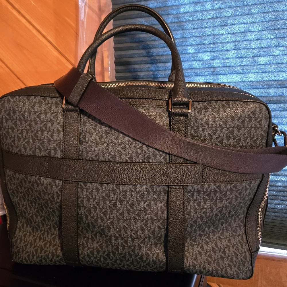 Michael Kors Navy Gray Monogram Business Unisex Briefcase